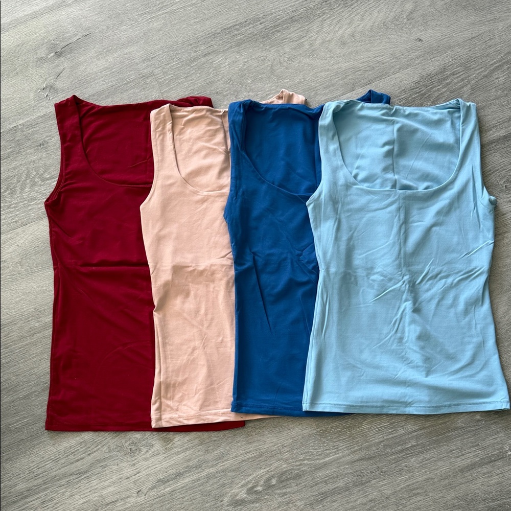 Zara Tank Tops Bundle - Burgundy, Blush, Teal, Light Blue